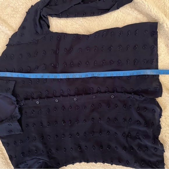 Navy blue Swiss dot blouse long sleeve - Picture 6 of 9